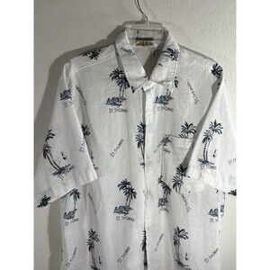 HS Natural Collections White Palm St Thomas Large Tropical Button Up Men’s Shirt